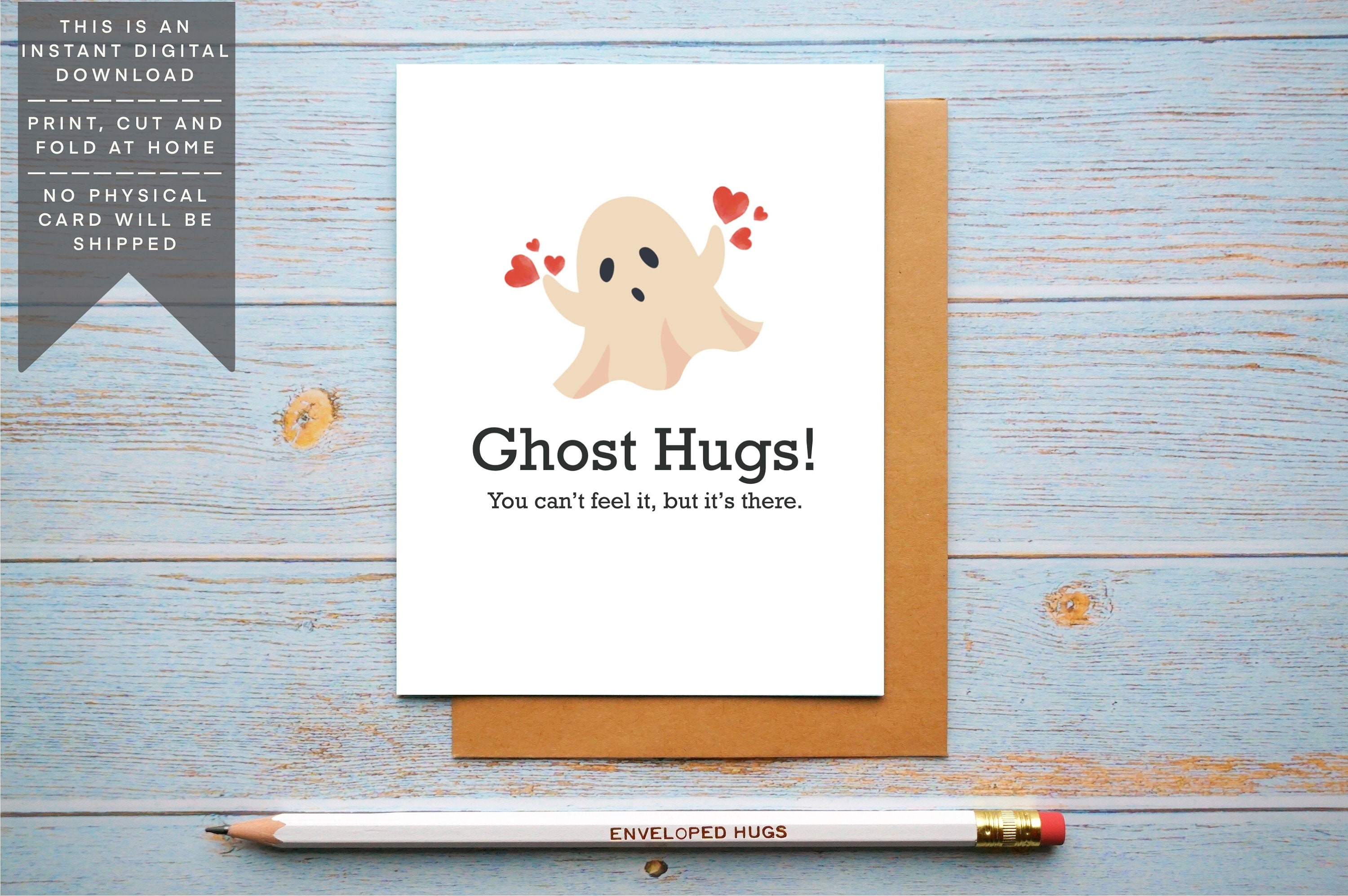 Mss You Card Pack, Ghost Hug Card, Get Well Soon Card, Send Love Card, Vrtual Hug Card, Cute - View #9
