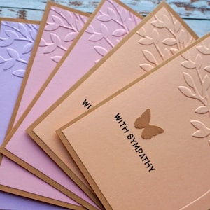 Pack de cartes de sympathie en relief de 6, packs de cartes de papillon et d’arbre, cartes de sympathie en vrac, cartes de regret pour votre perte, ensembles de cartes de sympathie faits à la main