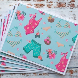 Beach Vacation Cards Pack of 6, Tropical Beach Party, Bulk Blank cards, Summer Fun Cards, Papeterie, Cartes faites à la main, Penser à vous