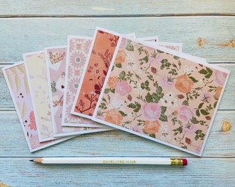 Floral Blank Card Pack of 6, Blank Hello Cards, Spring Flowers, Bulk Blank Notecards, Florist Cards, Handmade Cards