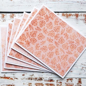 Sea Coral Note tarjeta conjunto de 6, Beach Wedding Blush color Notecards, tarjetas en blanco a granel, tarjetas para cualquier ocasión, papelería, gabinetes de regalo