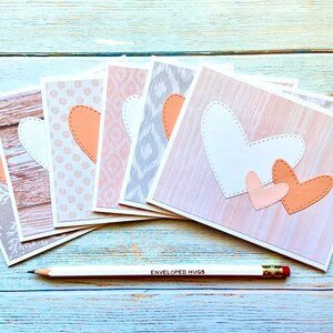 Valentines Day Card Pack of 6, For Colleagues, Cards for friends, For classmates, Diecut Cards, Handmade Cards with Envelopes