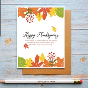 Instant download Thanksgiving Card, Happy Thanksgiving, Holiday Card, Fall Greeting Card, Printable Card, Digital Card, Turkey Day Card