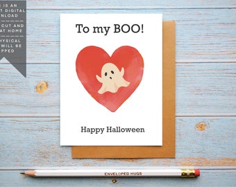 Halloween Love Card, Printable Digital Card, You're My Boo, Couples Card, Card for Him, Girlfriend Card, Spooky Romance Card, Pun Cards