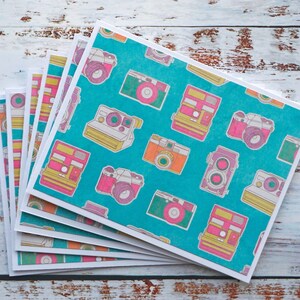 Retro Camera Card Pack de 6, Papeterie photographe, Cartes Polaroid, Cartes En vrac Blank Notecards, Thinking of You, Cartes de vœux faites à la main