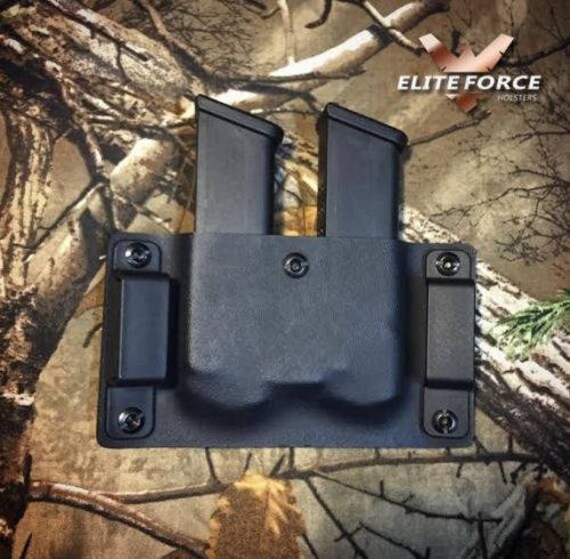 BOMB-PROOF Glock 9mm OWB Magazine Mag Pouch 1.5" Belt LOOP Black Kydex...