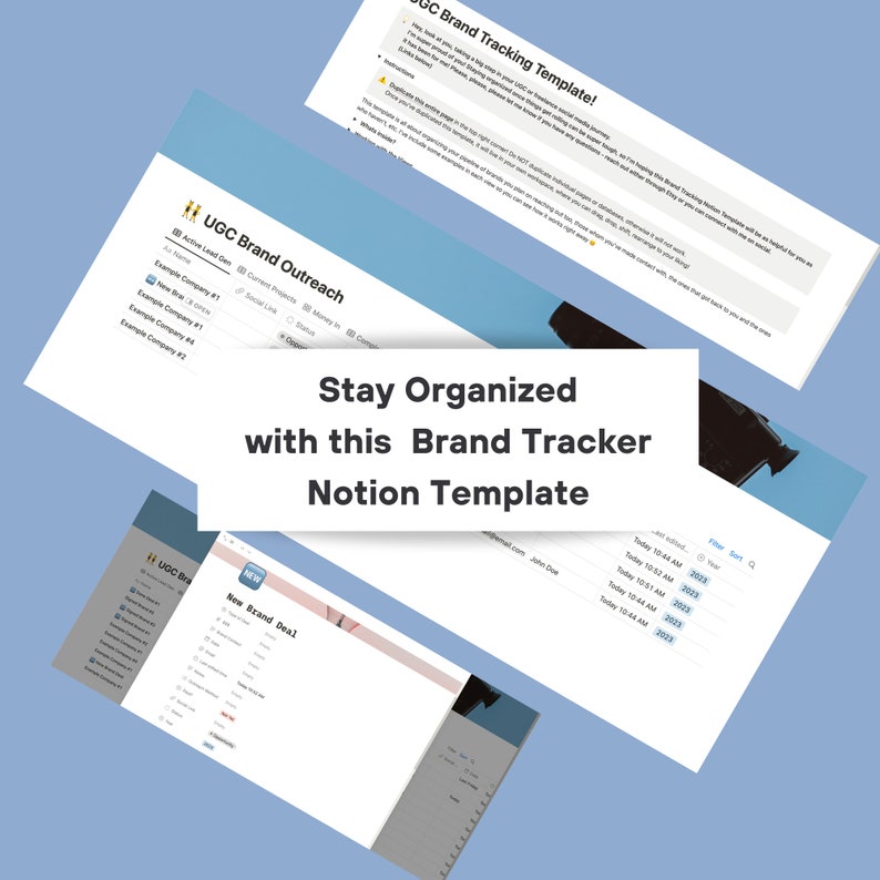 Notion UGC Outreach Template Influencer Spreadsheet Notion Template