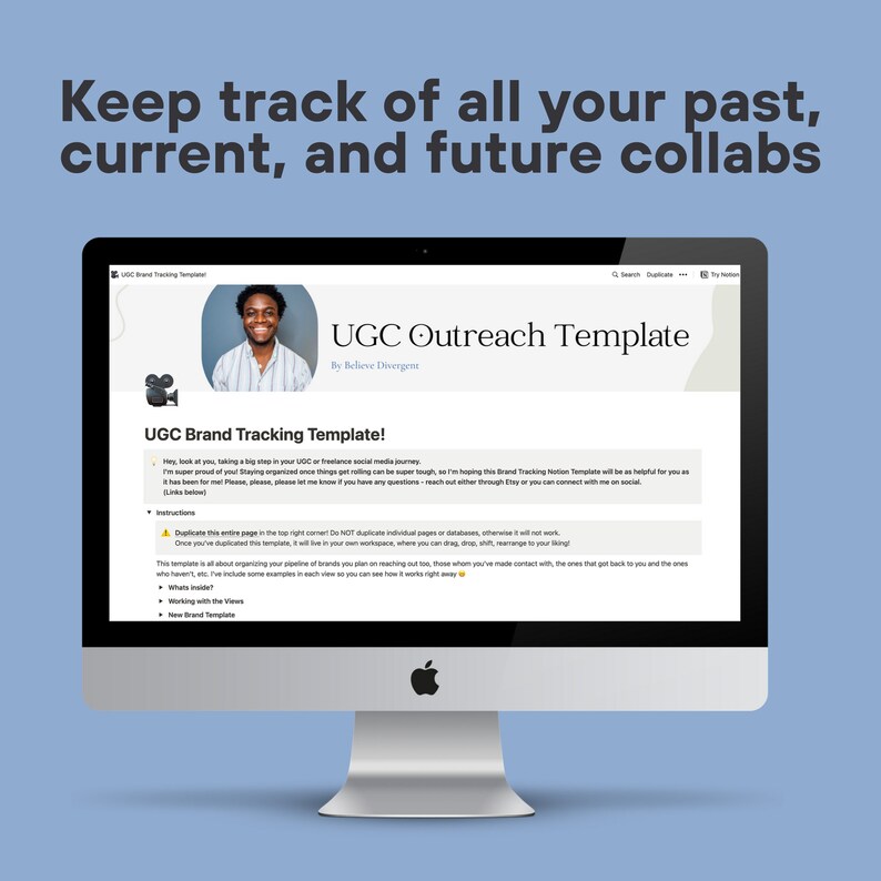 Notion UGC Outreach Template Influencer Spreadsheet Notion Template