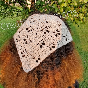 Butterflies Everywhere Crochet Kerchief/Crochet Head Kerchief /Headband/Bandana/ Hair Accessories/ Boho Headband