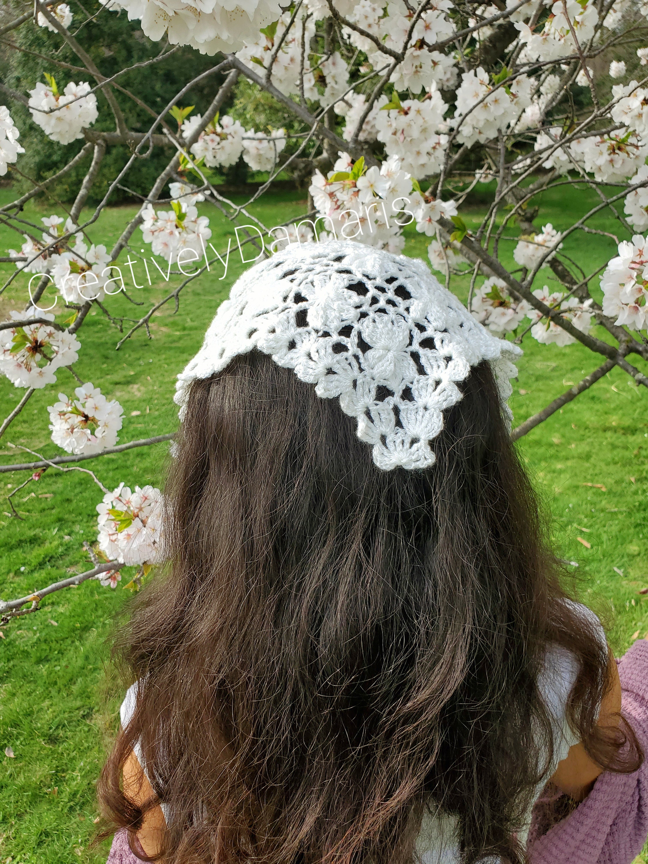 Jasmine Flower Crochet Kerchief/crochet Head Kerchief Etsy