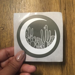 Desert Cactus Moon Sticker | Cactus Sticker | Cacti Moon Design | Saguaro, Prickly Pear, Agave, Ocotillo Sticker