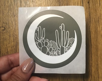 Desert Cactus Moon Sticker | Cactus Sticker | Cacti Moon Design | Saguaro, Prickly Pear, Agave, Ocotillo Sticker