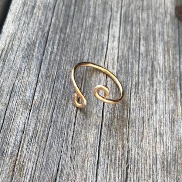 Adjustable Wire Boho Midi Ring | Open Infinity | Scroll | Gold Ring | Gypsy Ring | Hammered Ring | Knuckle