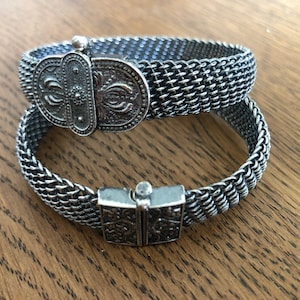 Women&#39;s Sterling Silver thin braided Cuff wristband woven Bracelet &quot;GIFT FOR HER&quot;