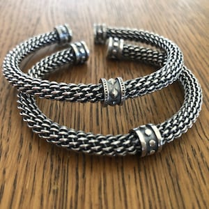 Unisex Sterling Silver  braided Cuff bangle wristband bangle gift for here and for him