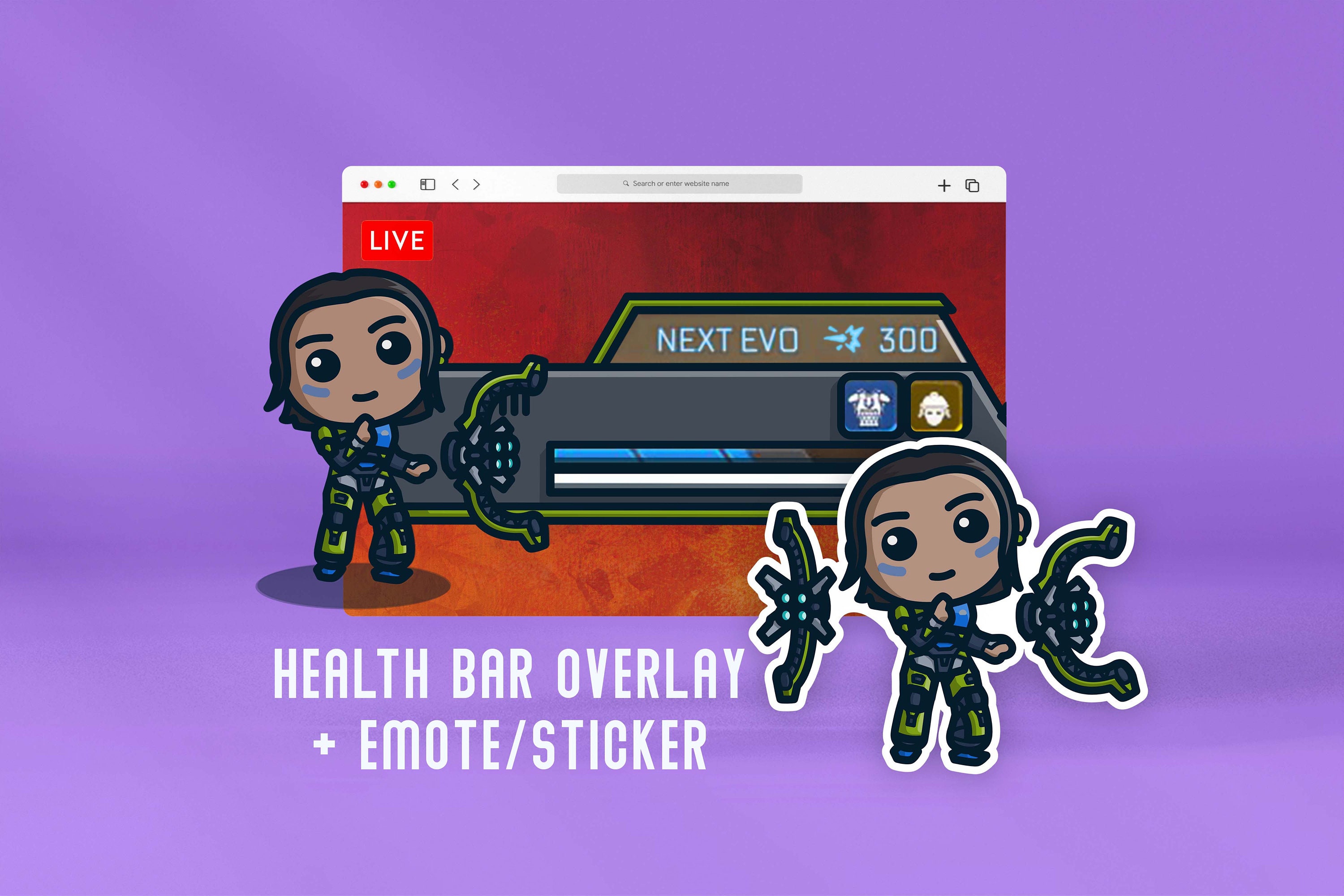 Conduit Apex Legends Health Bar Overlay  Emote for Twitch Streaming   Stream Labs OBS  Includes Health Bar and Emote Sticker. - Etsy