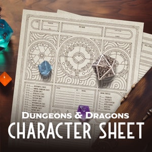DnD Character Sheet / Fillable PDF / Dungeons and Dragons RPG / Dungeon Master DM Tools / Minimal Line Art / Color