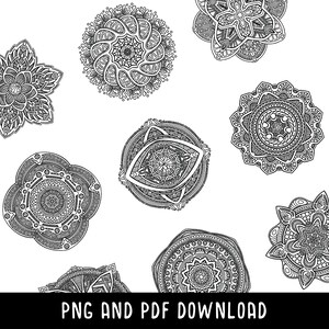 Mandala Coloring Pages / Adult Coloring Book / 12 Digital Coloring Pages / (Printable, png and PDF Download)