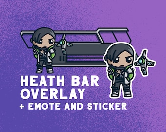 Apex Legends Gesundheit Bar Overlay Krypto / Emote für Twitch Tracking / Stream labs OBS / Inklusive Gesundheit Bar und Emote Sticker.