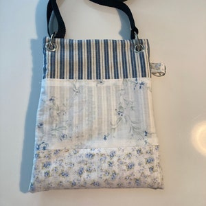Cross Body Bag, Purse, Handbag, Stripe, Floral,, Blue, SALE