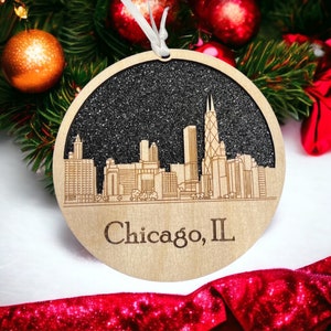 Chicago Skyline Christmas Ornament ***  Chicago Ornament *** Chicago *** Chicago Skyline *** Chicago Illinois *** The windy city