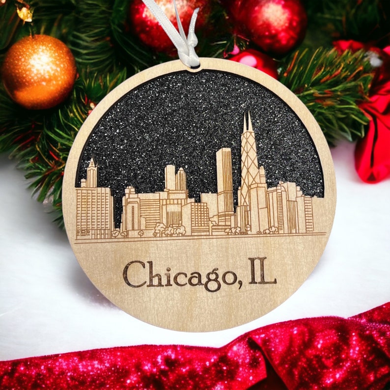 Chicago Skyline Christmas Ornament Chicago Ornament Chicago Chicago Skyline Chicago Illinois The windy city image 1