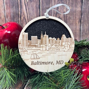 Baltimore Skyline Christmas Ornament ***  Baltimore Maryland Ornament *** Baltimore Ornament *** Baltimore Skyline *** Baltimore Maryland