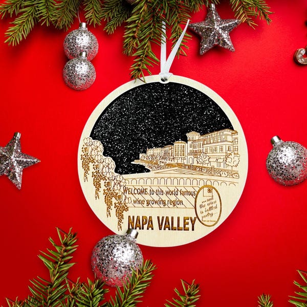 Valle de Napa, Adorno del Valle de Napa, Regalo de la Región Vinícola, Adorno Navideño del Valle de Napa, Vacaciones en Napa, Adorno