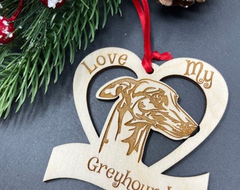 Greyhound Dog, Greyhound Dog Ornament, Greyhound Dog Breed, Greyhound Dog Gifts, Greyhound Dog Christmas Ornament, I Love My Greyhound Dog