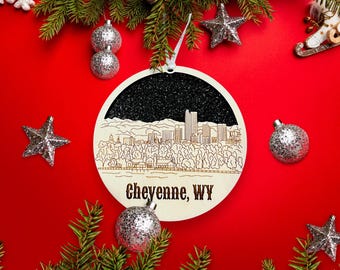 Cheyenne Skyline Ornament **Cheyenne Ornament **Cheyenne Skyline** Cheyenne WY** Cheyenne Wyoming ** Wyoming Ornament** Cheyenne Décor