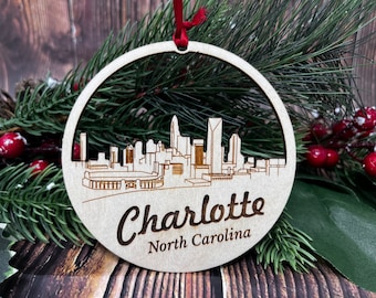 Charlotte Skyline Ornament ** Charlotte Ornament ** Charlotte NC** Charlotte North Carolina** North Carolina Ornament