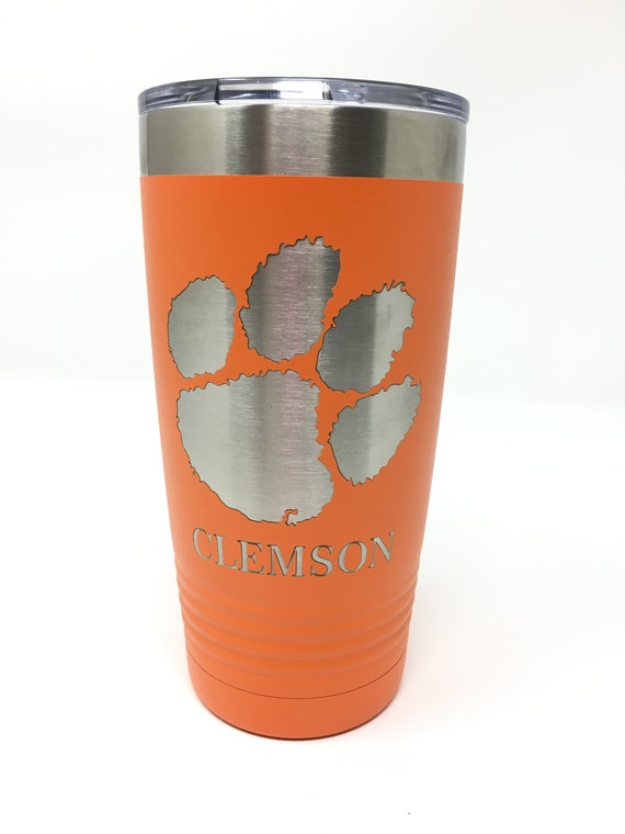 Clemson Tumbler Clemson Tigers Paw Tiger Paw Orange Tumbler Clemson University Clemson Yeti Type Personalized Clemson Tumbler