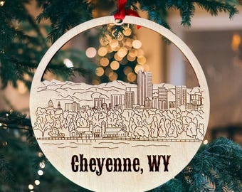 Cheyenne Skyline Ornament **Cheyenne Ornament **Cheyenne Skyline** Cheyenne WY** Cheyenne Wyoming ** Wyoming Ornament** Cheyenne Décor