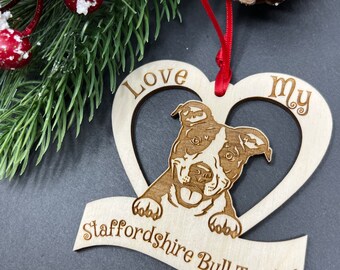 Staffordshire Bull Terrier Dog, Staffordshire Bull Terrier Dog Ornament, Terrier Dog Gifts, I Love My Staffordshire Bull Terrier Dog