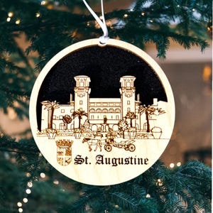 St. Augustine, Saint Augustine Ornament, St. Augustine FL Gift, Saint Augustine Christmas Ornament, Saint Augustine Vacation, Ornament