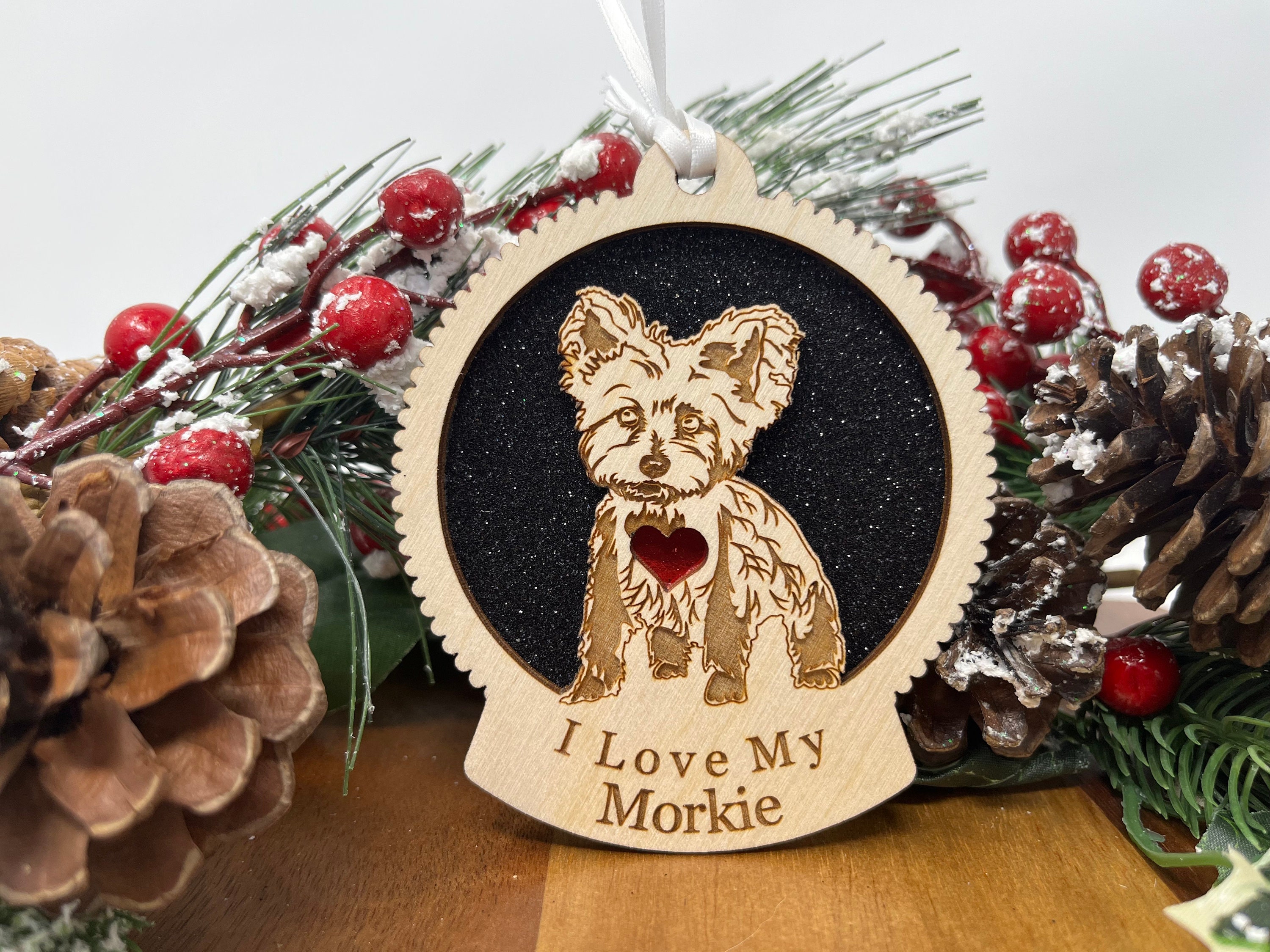 Morkie christmas store ornament