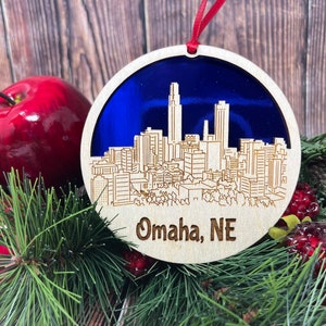 Omaha Skyline Ornement Omaha Ornement Omaha Skyline Omaha NE Omaha NebraskaOrnement Nebraska Omaha Décor Omaha Cadeau Blue