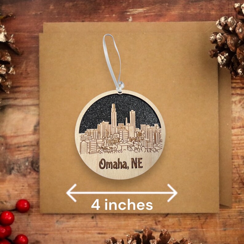 Omaha Skyline Ornament Omaha Ornament Omaha Skyline Omaha NE Omaha NebraskaNebraska Ornament Omaha Décor Omaha Gift image 3