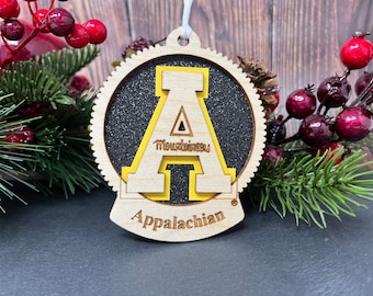 Handmade Appalachian State Ornament – Personalized Mountaineers Football Gift