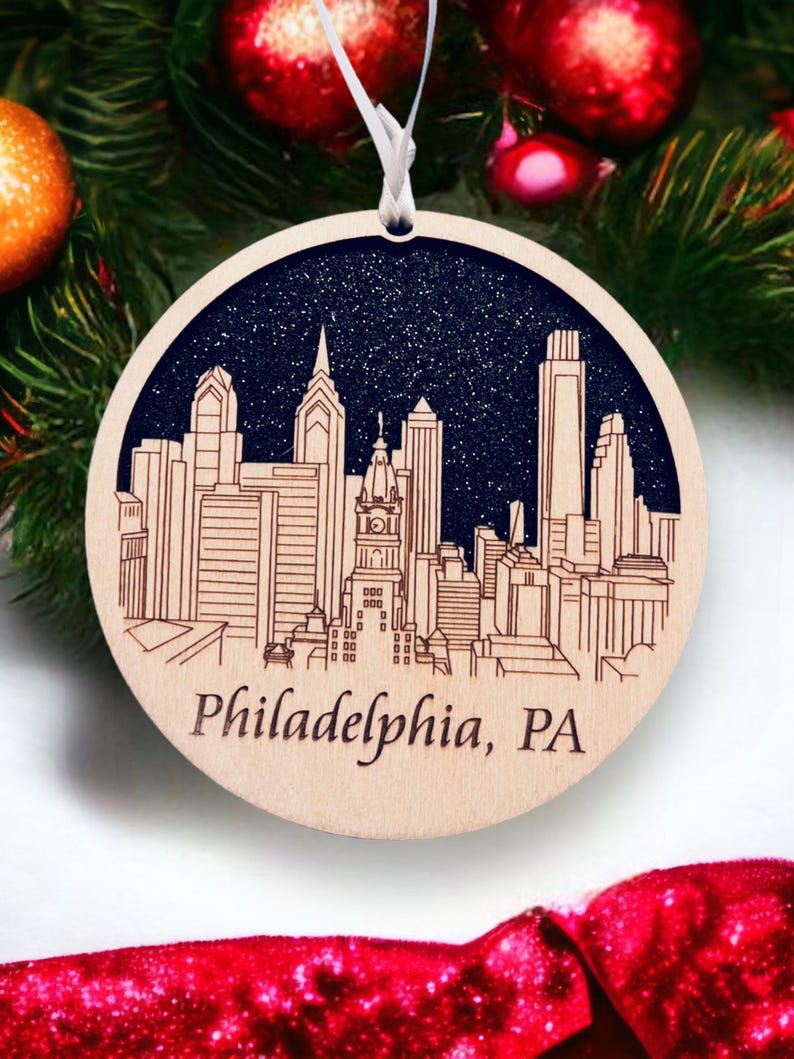 Philadelphia Skyline Christmas Ornament *** Philadelphia Ornament *** Philadelphia,Philadelphia Skyline, Philadelphia PA, Brotherly Love image 11