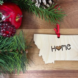 Adorno del estado de Montana, me encanta Montana, adornos navideños de Montana, adorno con el mapa de Montana, adornos navideños, decoración recortada del estado de Montana
