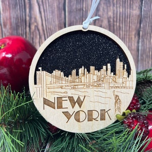 New York City Skyline Christmas Ornament New York City Ornament,New York Ornament,New York City Skyline ,NY ornament ,NY skyline ornament Black