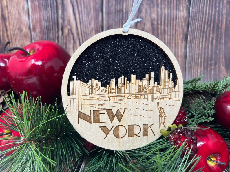 New York City Skyline Christmas Ornament New York City Ornament,New York Ornament,New York City Skyline ,NY ornament ,NY skyline ornament Black