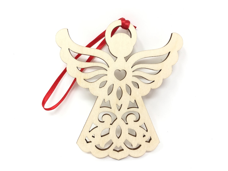 Christmas Angel, Merry Christmas, wood angel, Handcrafted Ornament, Wood Ornament, Made in the USA, angel christmas ornament, gift under 10 image 2