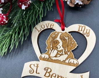 St. Bernard Dog, St. Bernard Dog Ornament, St. Bernard Dog Breed, St. Bernard Dog Gifts, I Love My St. Bernard Dog