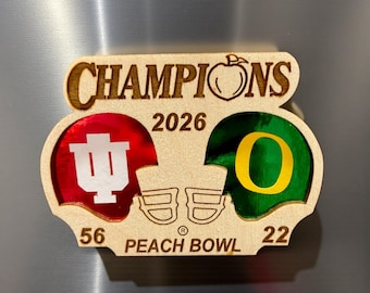 Indiana Hoosiers Peach Bowl Champs Magnet, Baltic Birch Wood