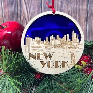 New York City Skyline Weihnachtsverzierung New York City Ornament, New York Ornament, New York City Skyline, NY Ornament, NY Ornament Blue