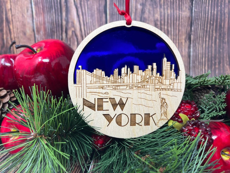 New York City Skyline Weihnachtsverzierung New York City Ornament, New York Ornament, New York City Skyline, NY Ornament, NY Ornament Blue