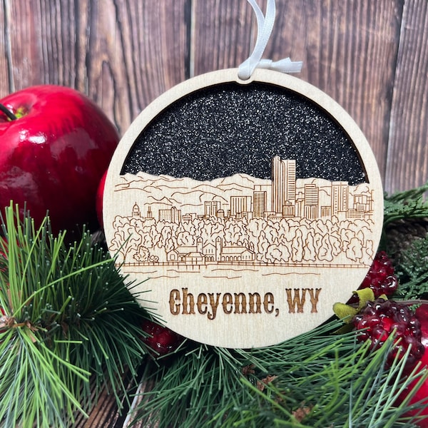 Cheyenne Skyline Ornament **Cheyenne Ornament **Cheyenne Skyline** Cheyenne WY** Cheyenne Wyoming ** Wyoming Ornament** Cheyenne Décor