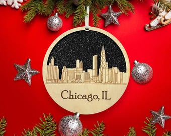 Chicago Skyline Christmas Ornament ***  Chicago Ornament *** Chicago *** Chicago Skyline *** Chicago Illinois *** The windy city